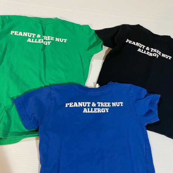 size 4/4T child/kids Peanut Tree Nut Allergy alert tee t-shirt lot of 3 boys/gir - Picture 3 of 8